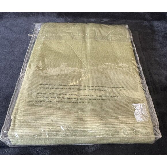 Pair of New PB Teen Fold Up Drapes Olive Green Beige 32x63 each Pottery Barn - Picture 3 of 8